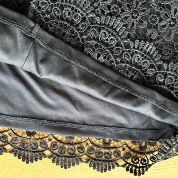 UNIQLO BLACK LACE Knee Length FITTED PENCIL SKIRT, Small - Picture 13 of 14